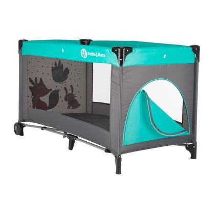 PETITE&MARS - Travel crib KOOT-FOX turquoise