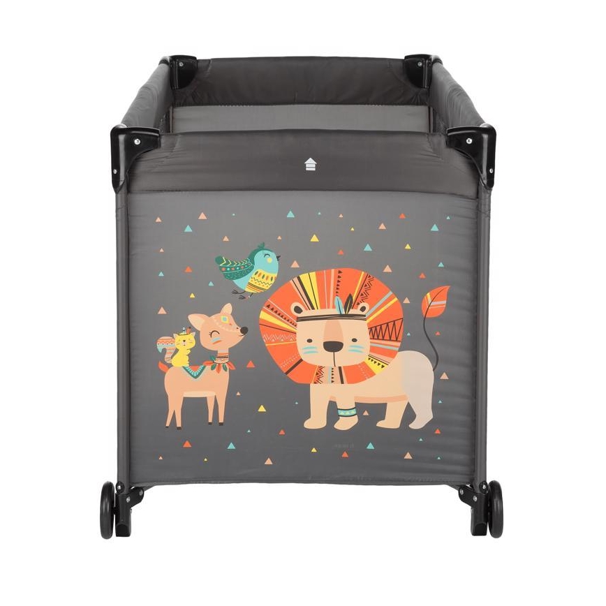 PETITE&MARS - Travel crib KOOT-LION grey