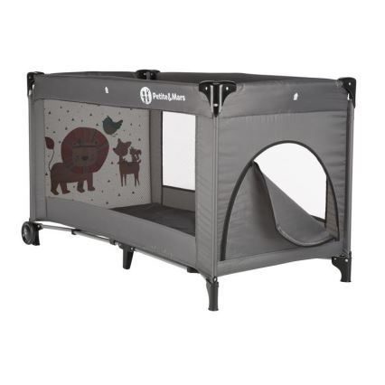 PETITE&MARS - Travel crib KOOT-LION grey