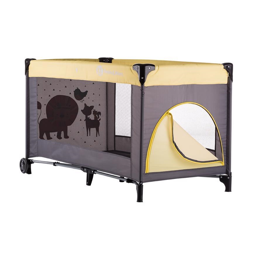 PETITE&MARS - Travel crib KOOT-LION yellow