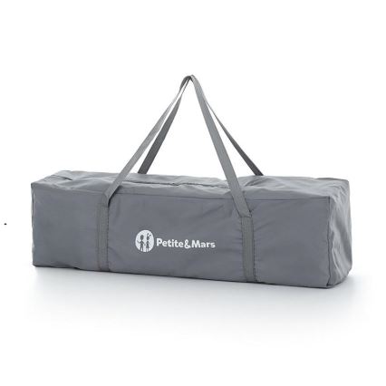 PETITE&MARS - Travel crib NYJA TEDDY BIKER grey/beige