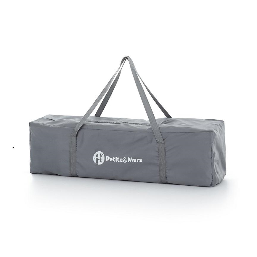 PETITE&MARS - Travel crib NYJA TEDDY BIKER grey/beige