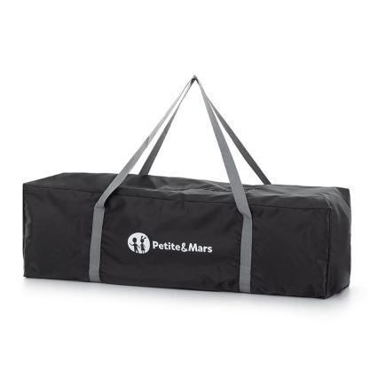PETITE&MARS - Travel crib NYJA TEDDY FRIEND COAL grey/black