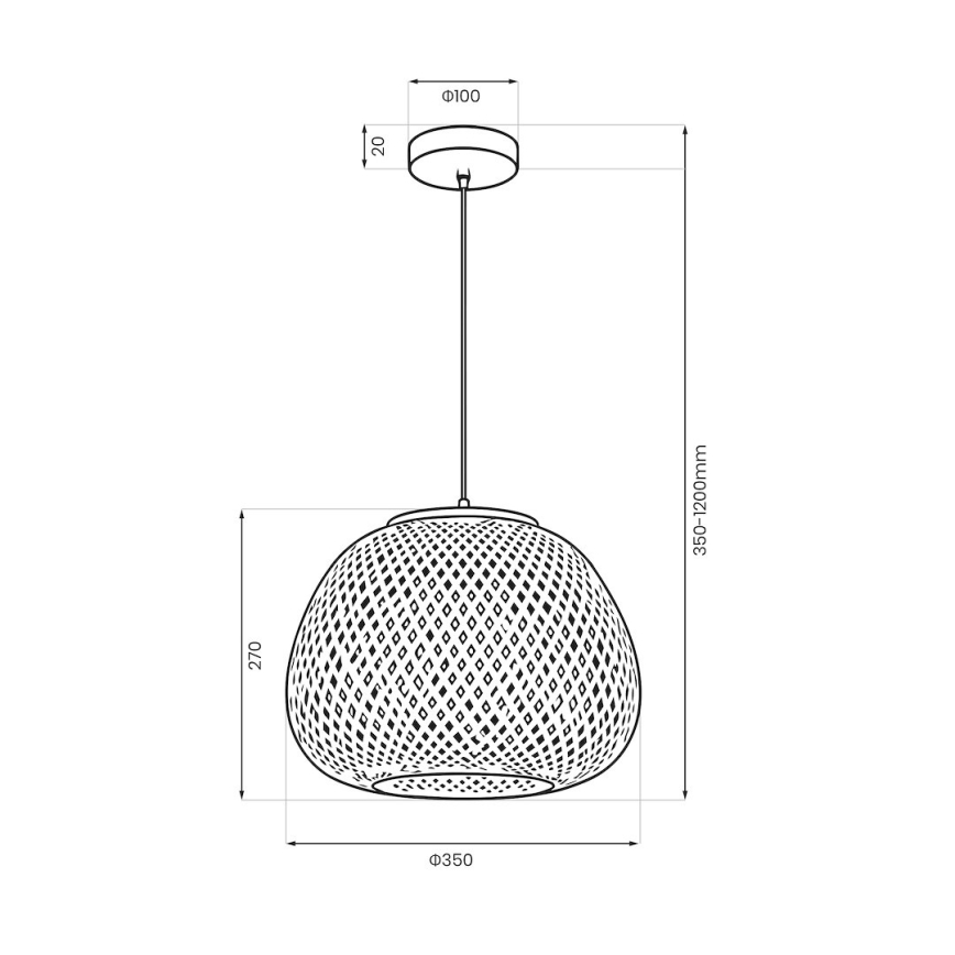 PETRA Cable Pendant Lamp 1xE27/15W/230V, Bamboo