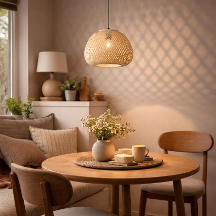 PETRA Cord Pendant Light 1x E27/15W/230V, Ø 35 cm, Bamboo