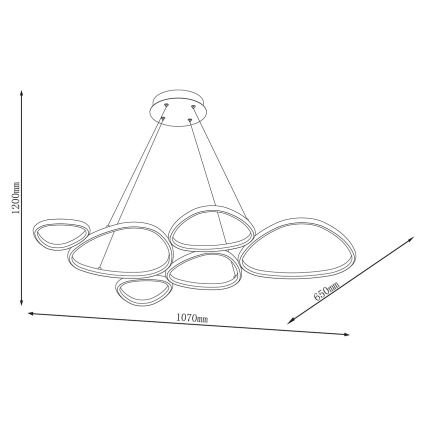 PETRA LED Cable-Suspended Chandelier, LED/58W/230V 4000K, Black