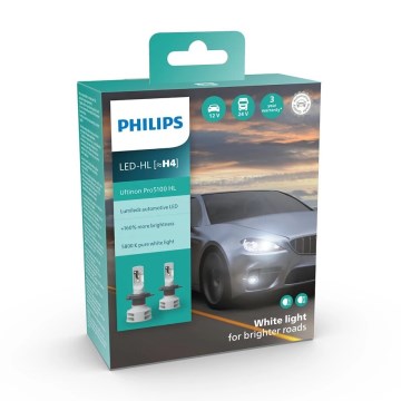 Philips 11342U51X2 - SET 2x LED Car bulb Ultinon Pro5100 H4 P43t-38/12W/12/24V 5800K