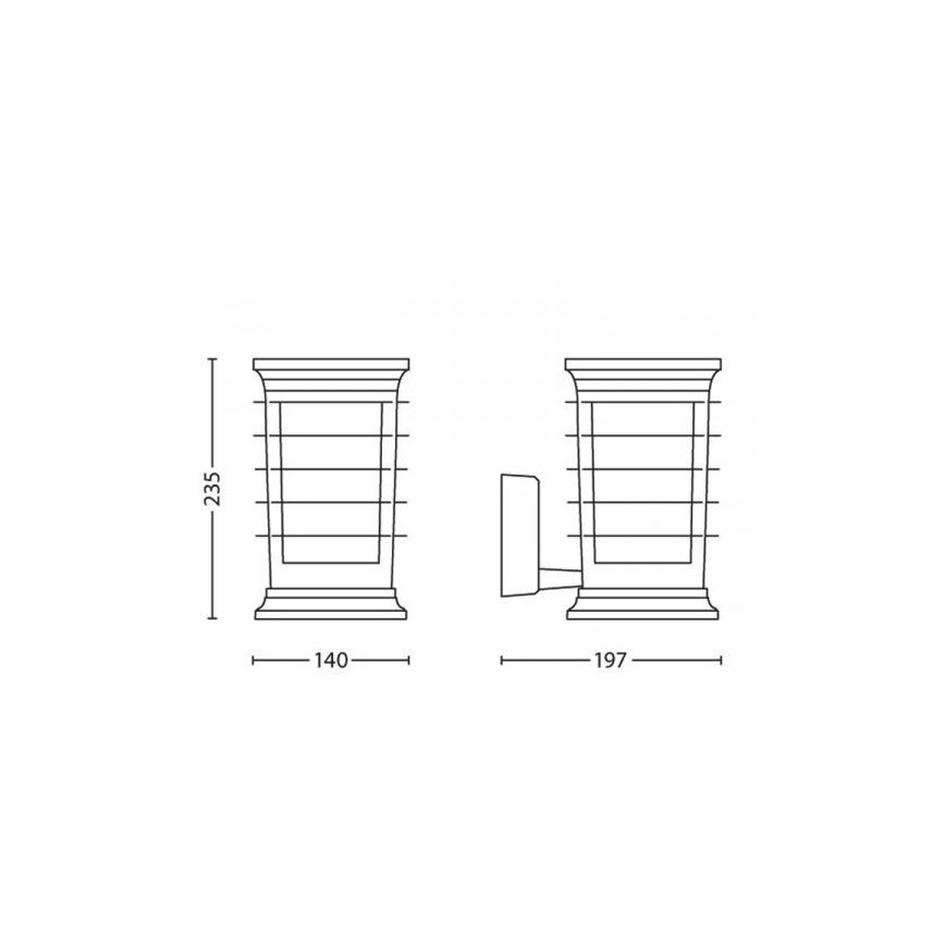 Philips 15280/54/PN - LED Outdoor wall lamp MyGarden PATIO 1xE27/60W/230V IP44