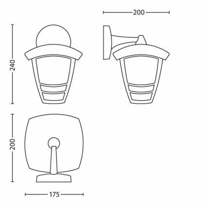 Philips - Outdoor wall light 1xE27/60W/230V IP44
