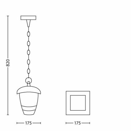 Philips - Outdoor pendant chandelier 1xE27/60W/230V black IP44