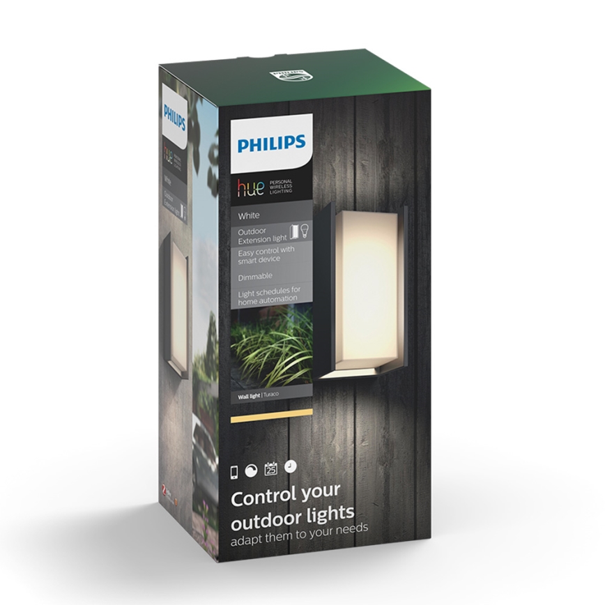 Philips 16472/93/P0 - LED Dimmable outdoor wall light HUE TURACO 1xE27/9,5W/230V