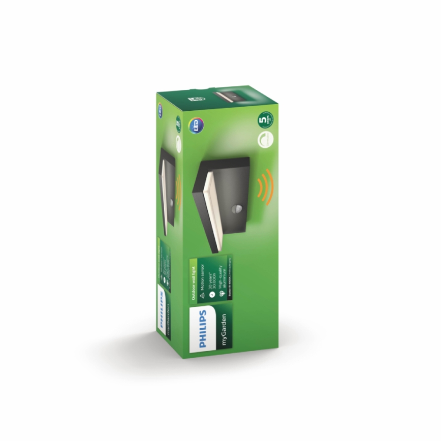 Philips 16484/93/P3 - Outdoor LED wall light sensor BUSTAN 2xLED/4,5W