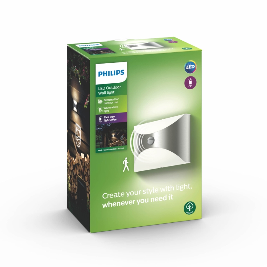 Philips 17299/47/16 - Outdoor sensor light MYGARDEN HERB 1xLED/6W/230V