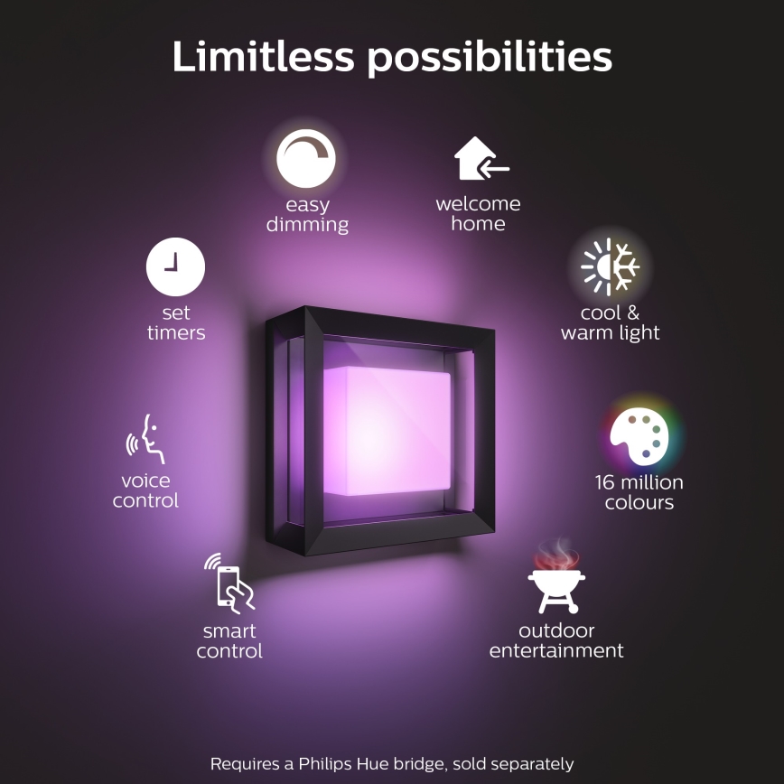 Philips - LED RGBW Dimmable outdoor wall light Hue ECONIC LED/15W/230V 2000-6500K IP44