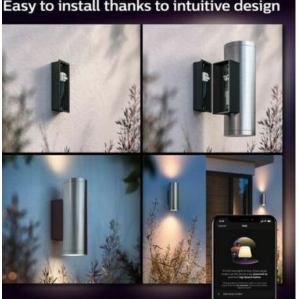 Philips - LED RGBW Dimmable outdoor wall light Hue APPEAR 2xLED/8W/230V IP44