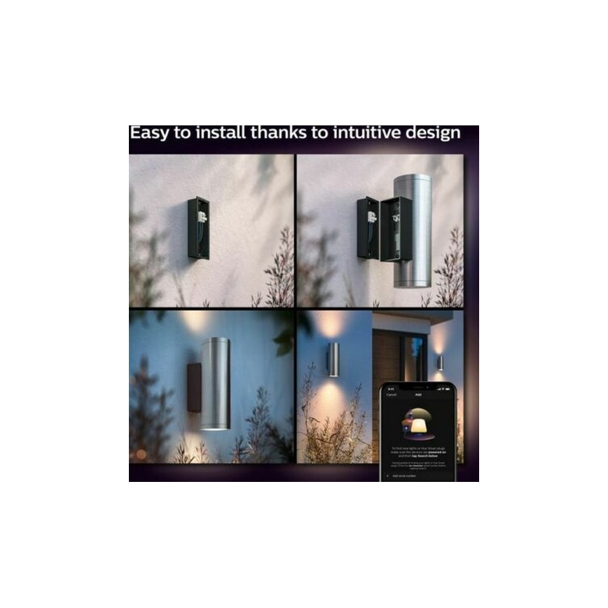 Philips - LED RGBW Dimmable outdoor wall light Hue APPEAR 2xLED/8W/230V IP44