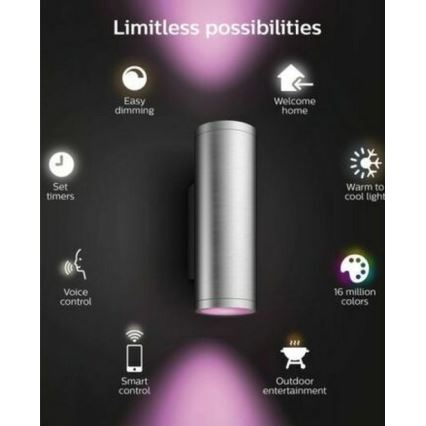 Philips - LED RGBW Dimmable outdoor wall light Hue APPEAR 2xLED/8W/230V IP44