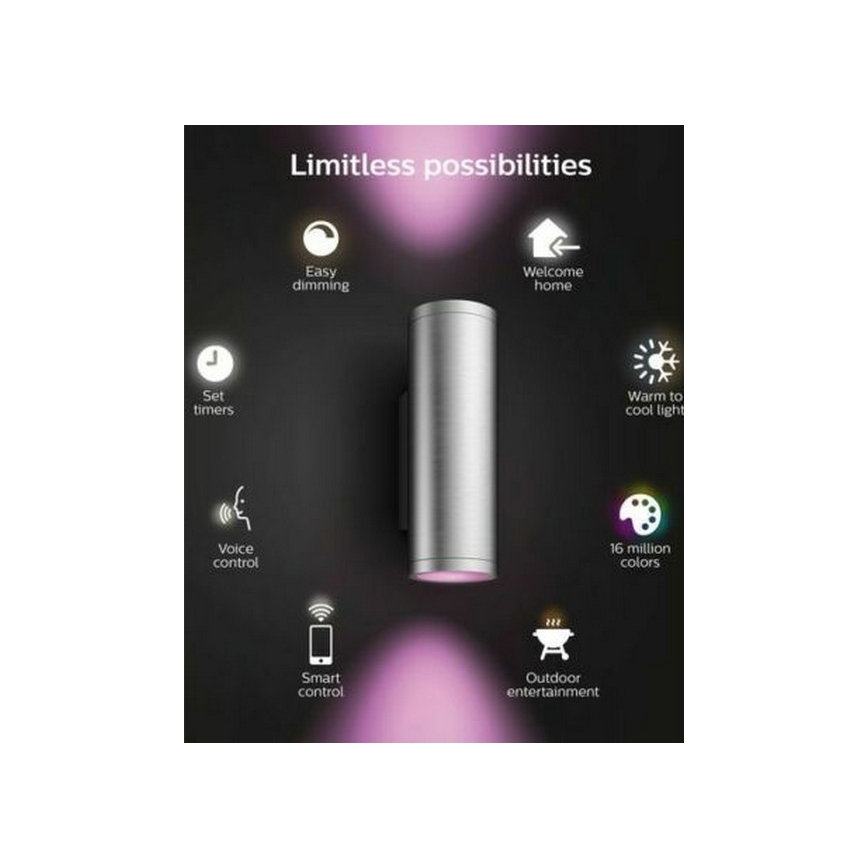 Philips - LED RGBW Dimmable outdoor wall light Hue APPEAR 2xLED/8W/230V IP44