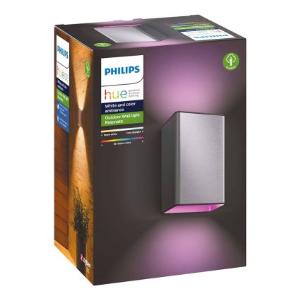 LED RGBW Dimmable outdoor wall light Hue RESONATE 2xLED/8W/230V 2000-6500K IP44