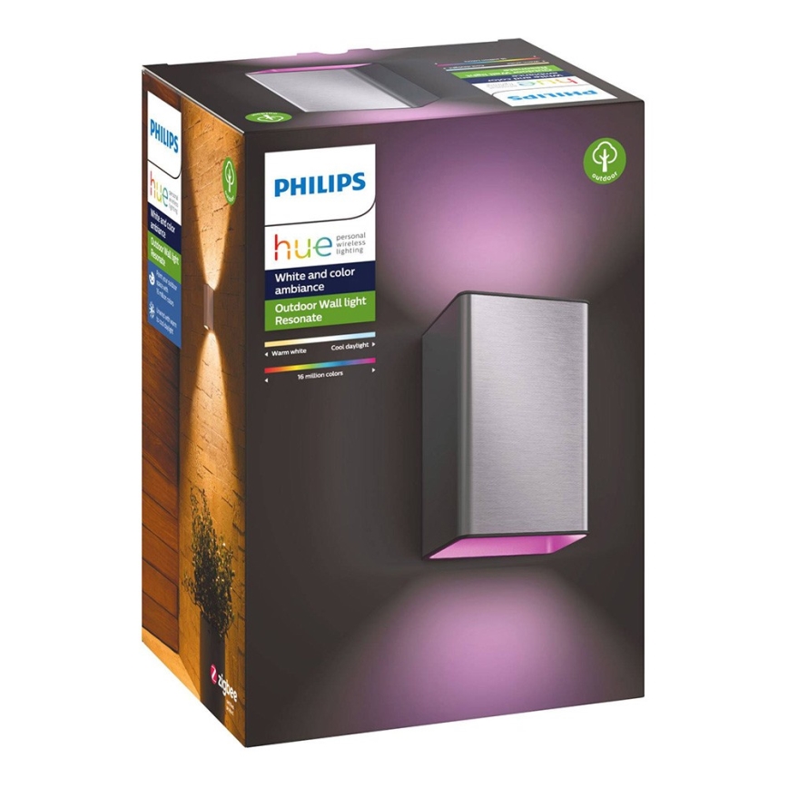 LED RGBW Dimmable outdoor wall light Hue RESONATE 2xLED/8W/230V 2000-6500K IP44