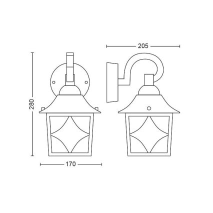 Philips - Outdoor wall light 1xE27/60W/230V IP44