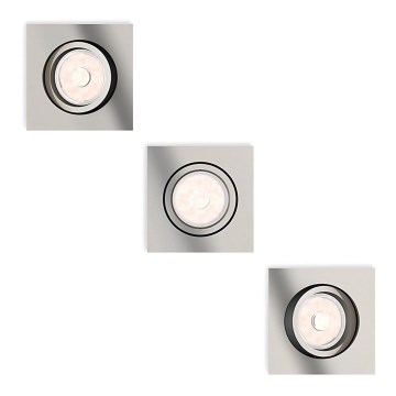 Philips - 3-piece LED RGBW dimmable recessed downlight set DONEGAL 3×GU10/4.8W/230V + remote control