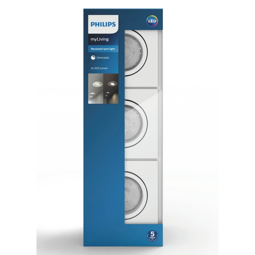 Philips 50123/31/P0 - SET 3x LED Dimming Recessed ceiling light MYLIVING CASEMENT LED/4,5W/230V