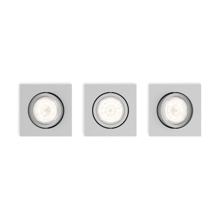 Philips 50123/87/P0 - PACK 3x LED Dimmable recessed light CASEMENT LED/4,5W/230V