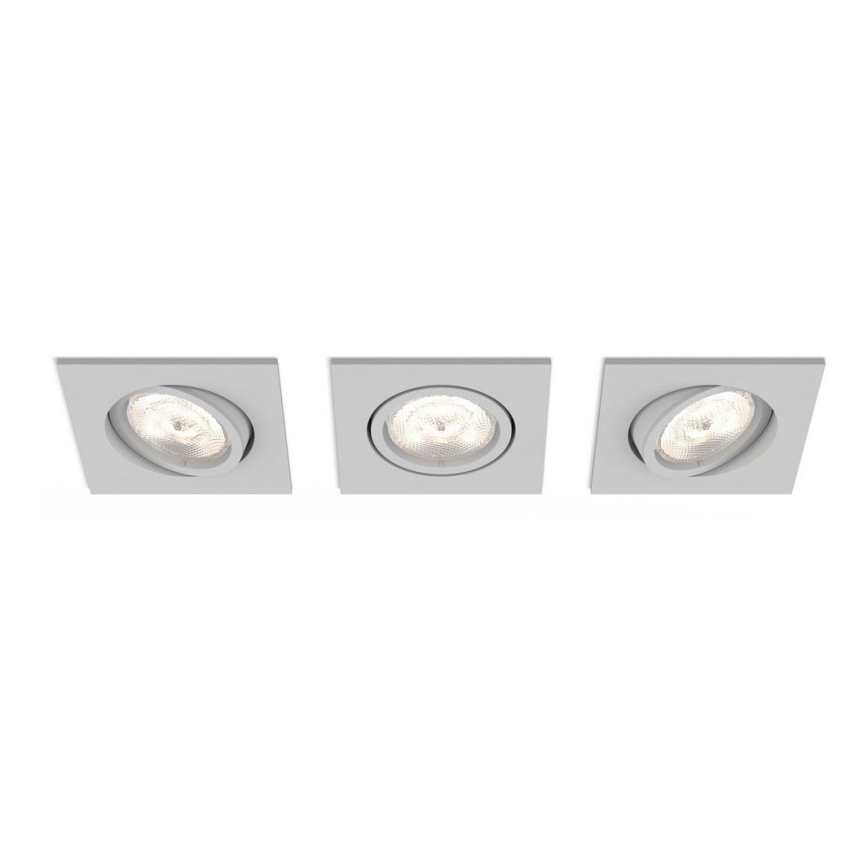 Philips 50123/87/P0 - PACK 3x LED Dimmable recessed light CASEMENT LED/4,5W/230V