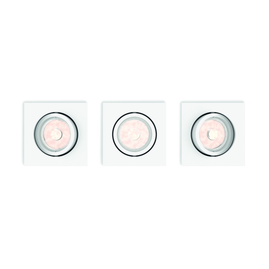 Philips - Set of 3 LED RGBW Dimmable Recessed Downlights 1x GU10/4.8W/230V White + Remote Control
