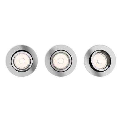Philips - SET 3x Recessed light 1xGU10/5,5W/230V shiny chrome