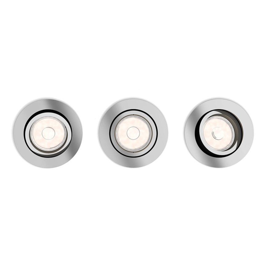 Philips - SET 3x Recessed light 1xGU10/5,5W/230V shiny chrome