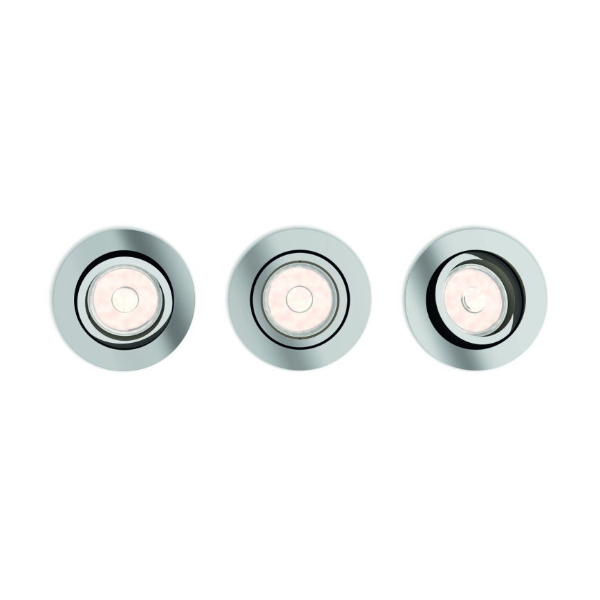Philips - Set of 3 LED RGBW Dimmable Recessed Downlights 1x GU10/4.8W/230V Polished Chrome + Remote Control