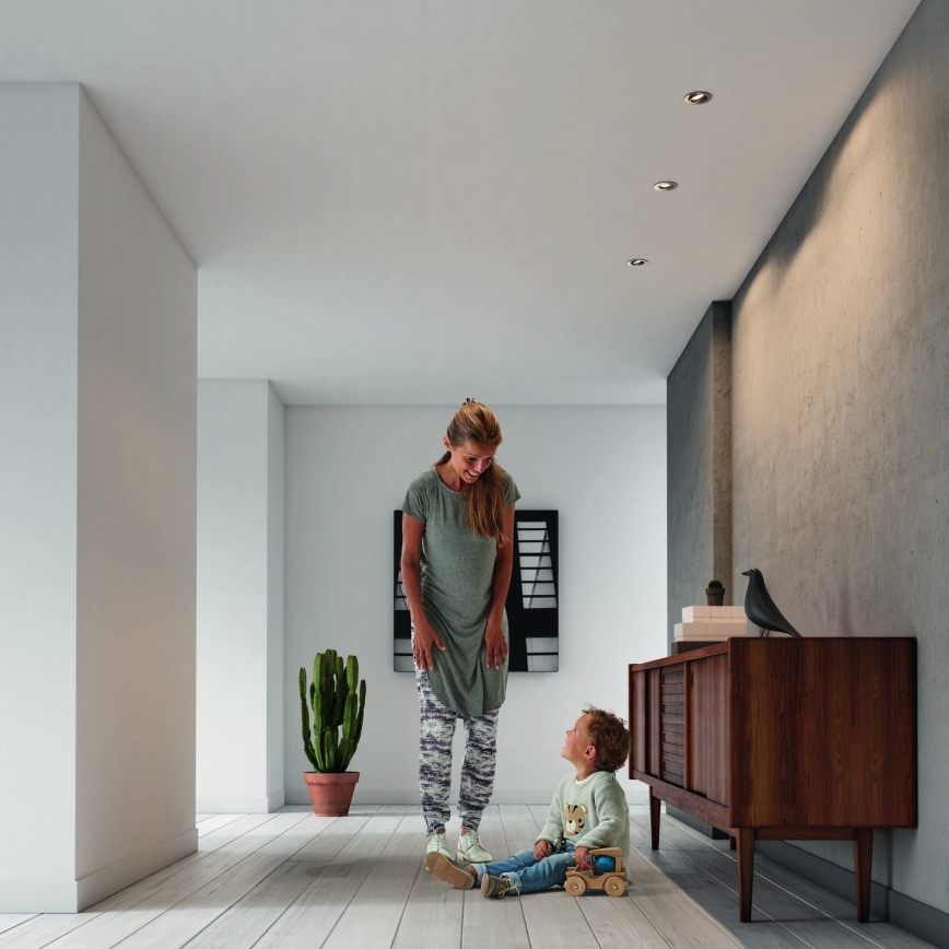 Philips - Set of 3 LED RGBW Dimmable Recessed Downlights 1x GU10/4.8W/230V Matte Chrome + Remote Control