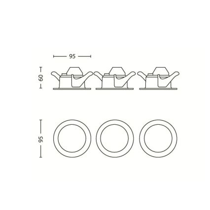 Philips 59100/87/16 - SET 3x LED recessed spotlight MYLIVING SCEPTRUM LED/3W/230V