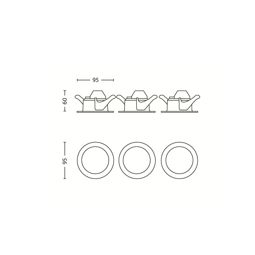 Philips 59100/87/16 - SET 3x LED recessed spotlight MYLIVING SCEPTRUM LED/3W/230V