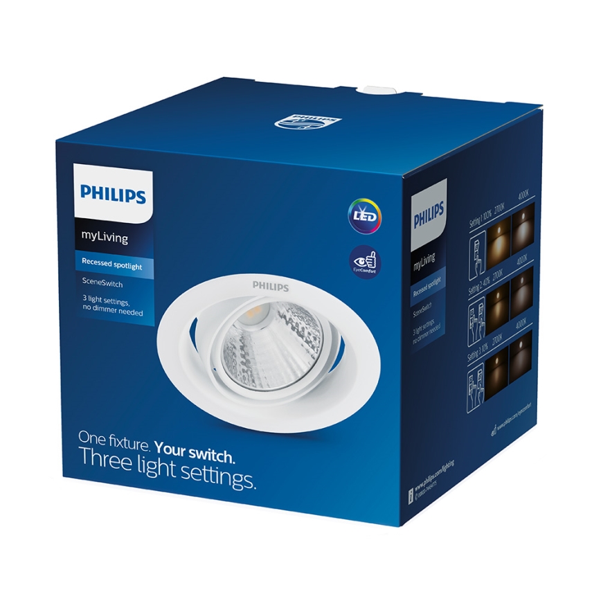 Philips - LED Dimmable Recessed Downlight SCENE SWITCH LED/5W/230V 4000K