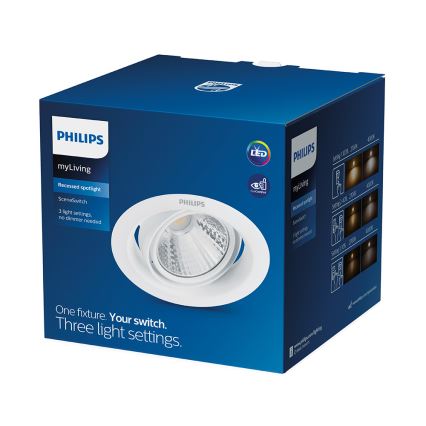 Philips - LED Dimmable recessed light SCENE SWITCH 1xLED/7W/230V 4000K