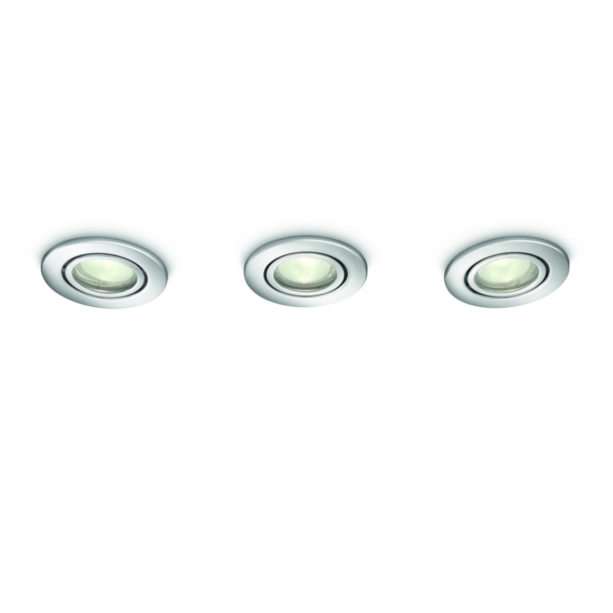 Philips - SET 3x Bathroom recessed light 3xGU10/35W/230V IP23