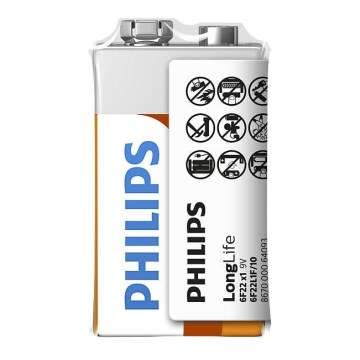 Philips 6F22L1F/10 - Zinc-chloride battery 6F22 LONGLIFE 9V 150mAh