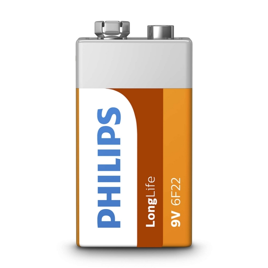 Philips 6F22L1F/10 - Zinc-chloride battery 6F22 LONGLIFE 9V 150mAh
