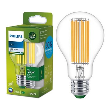 Philips A60 LED Filament Bulb E27, 5.2W, 230V, 4000K