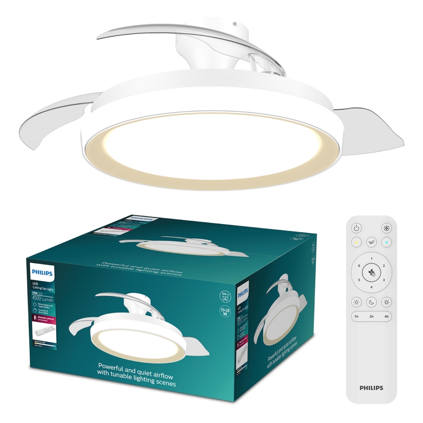 Philips - LED Dimmable Ceiling Light with Fan BLISS LED/35W/230V Gold + Remote Control