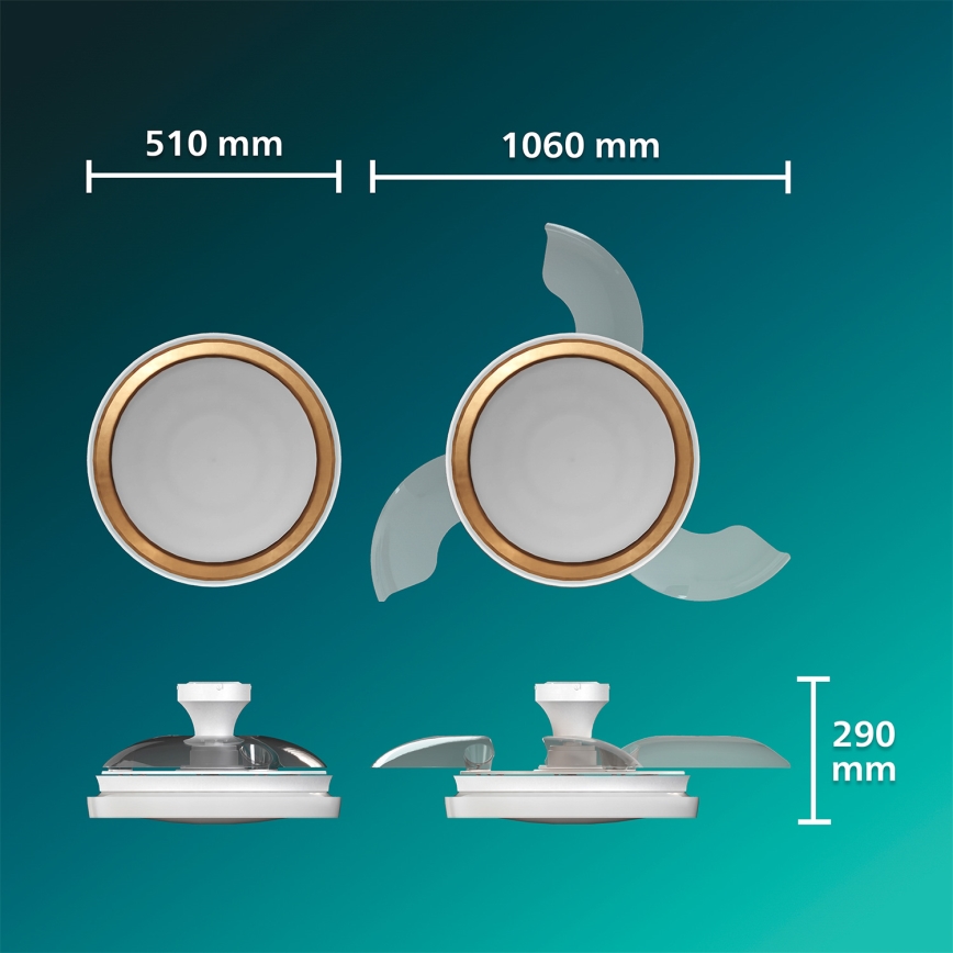 Philips - LED Dimmable Ceiling Light with Fan BLISS LED/35W/230V Gold + Remote Control