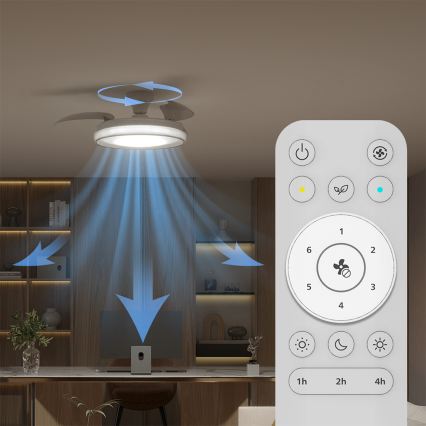 Philips - BLISS LED Dimmable Ceiling Light with Fan, 35W/230V, White + Remote Control