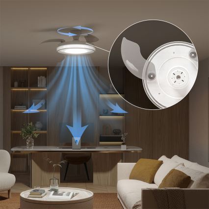 Philips - BLISS LED Dimmable Ceiling Light with Fan, 35W/230V, White + Remote Control