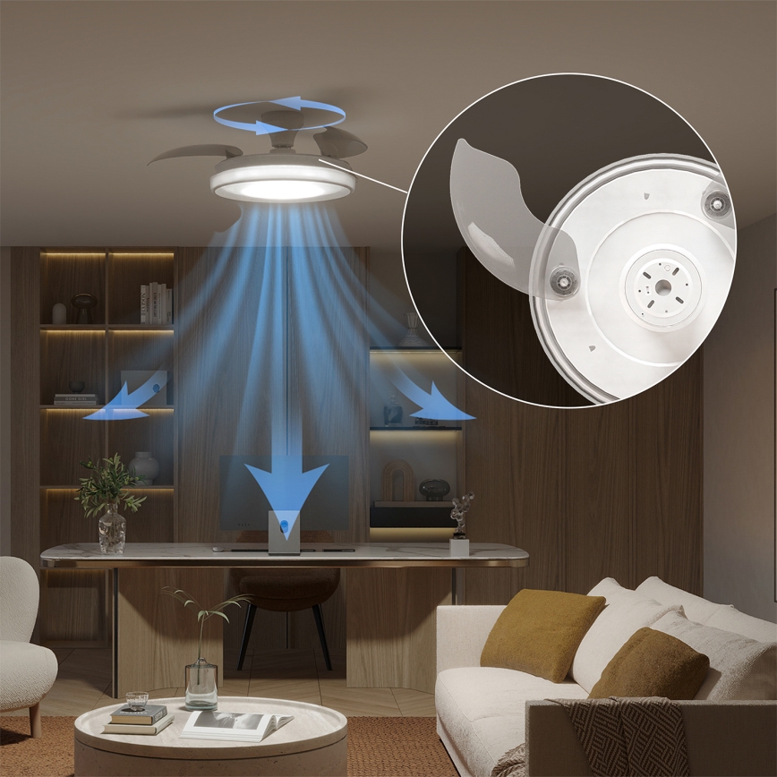 Philips - BLISS LED Dimmable Ceiling Light with Fan, 35W/230V, White + Remote Control