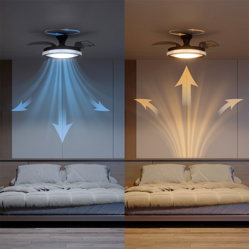 Philips - Dimmable LED ceiling light with fan BLISS LED/35W/230V black + remote control