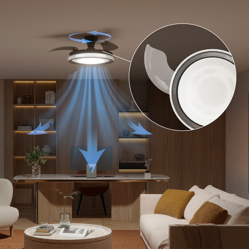 Philips - Dimmable LED ceiling light with fan BLISS LED/35W/230V black + remote control