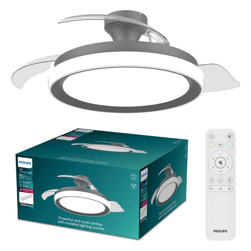 Philips - Dimmable LED ceiling light with fan BLISS LED/35W/230V black + remote control